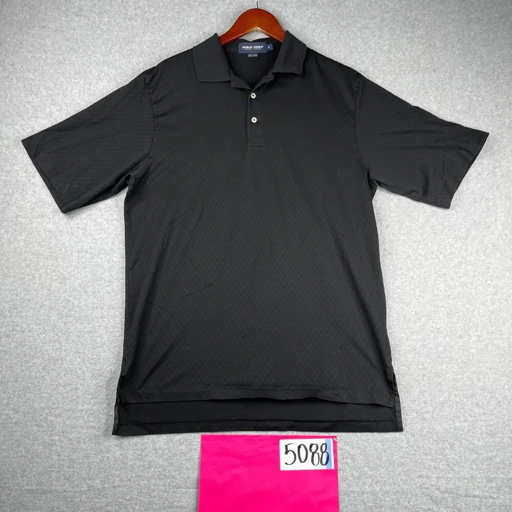 Polo Golf Ralph Lauren Shirt Large Black Diamond Casual Logo Lightweight Mens
